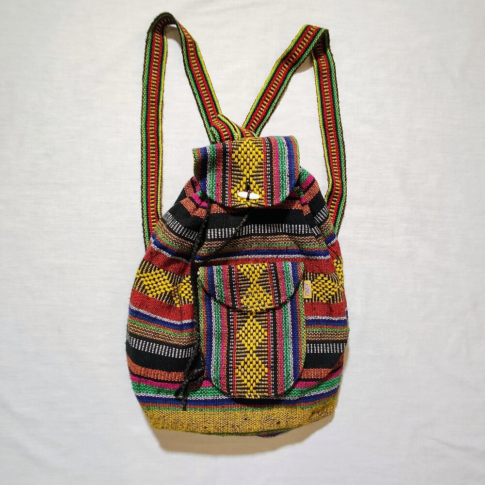 NWOT BOHO Hippie‎ Artesanias Mr Pinzon Handwoven Textile Colorful Backpack
